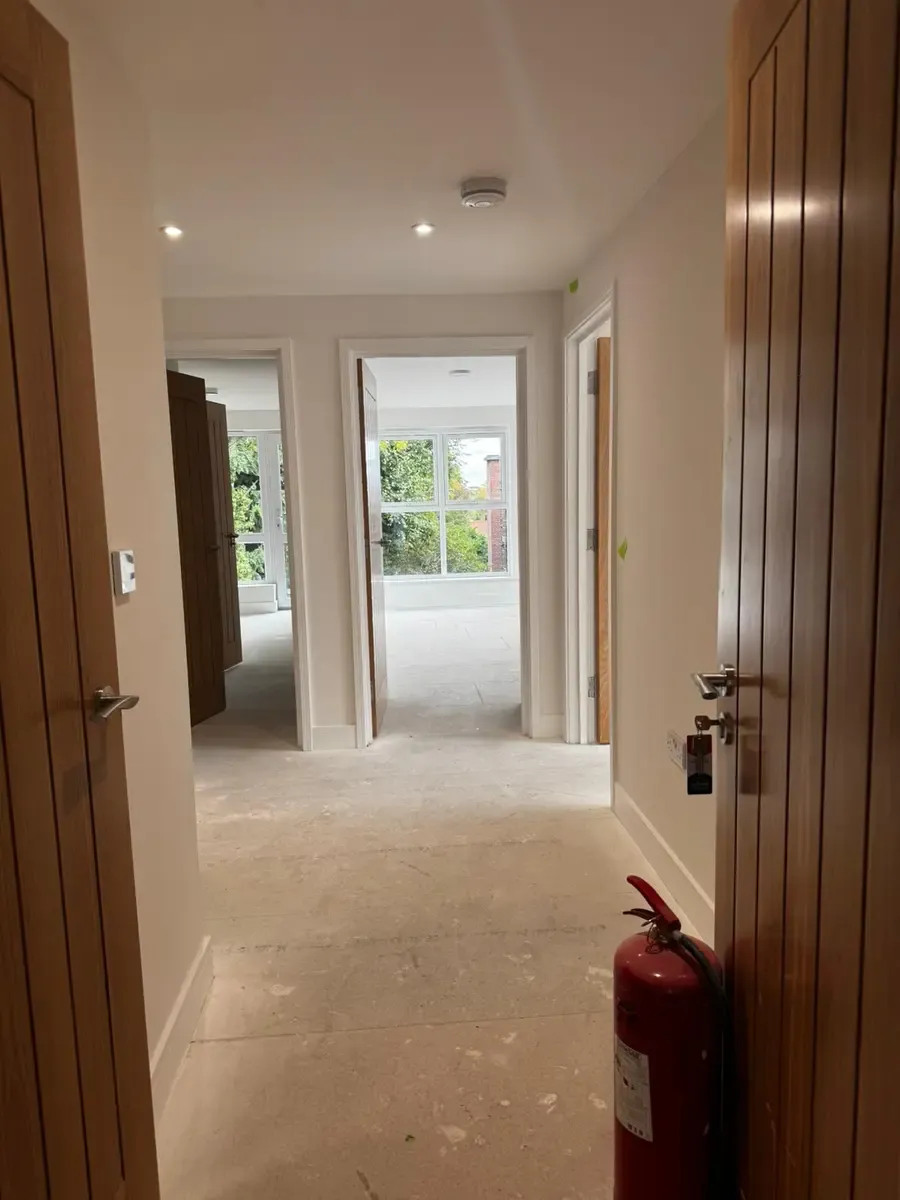 Modern bathroom with walk-in shower and contemporary tiles Norwich