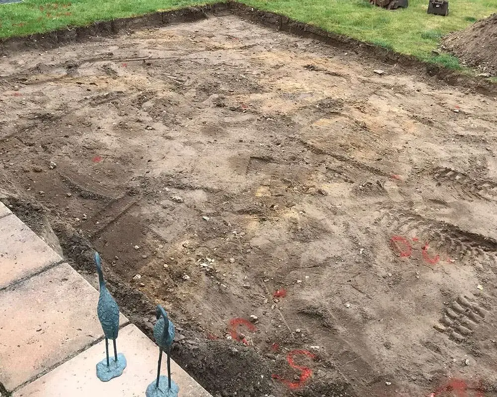 Completed foundation and drainage installation for a new residential build in Norfolk by Young's Construction